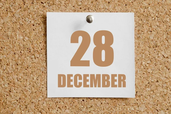 Δεκεμβρίου 28Η Ημέρα Του Μήνα Ηµερολογία Λευκό Ηµερολογιακό Φύλλο Προσαρµοσµένο — Φωτογραφία Αρχείου