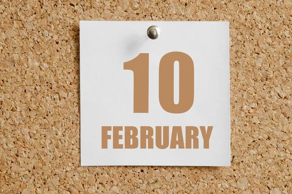 Στις Φεβρουαρίου 10Η Ημέρα Του Μήνα Ηµερολογία Λευκό Ηµερολογιακό Φύλλο — Φωτογραφία Αρχείου