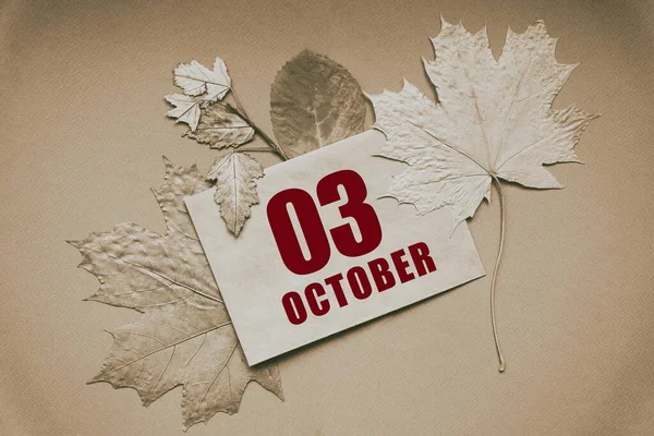 Octubre 03º Día Del Mes Fecha Del Calendario Sobre Con —  Fotos de Stock