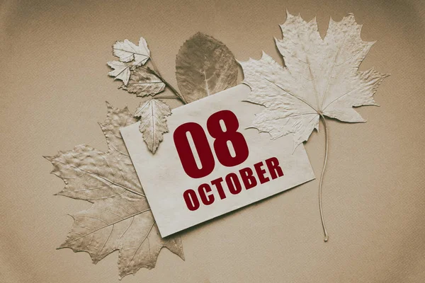 Octubre 08º Día Del Mes Fecha Del Calendario Sobre Con —  Fotos de Stock