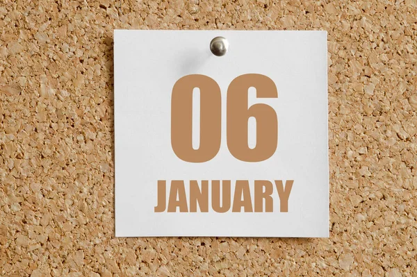 Ιανουαρίου 06Η Ημέρα Του Μήνα Ηµερολογία Λευκό Ηµερολογιακό Φύλλο Προσαρµοσµένο — Φωτογραφία Αρχείου