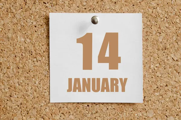 Styczeń Dzień Miesiąca Data Kalendarzowa Biały Arkusz Kalendarzowy Dołączony Brązowej — Zdjęcie stockowe