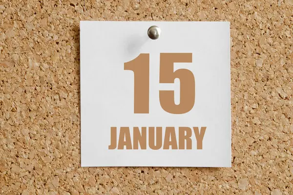 Styczeń Dzień Miesiąca Data Kalendarzowa Biały Arkusz Kalendarzowy Dołączony Brązowej — Zdjęcie stockowe