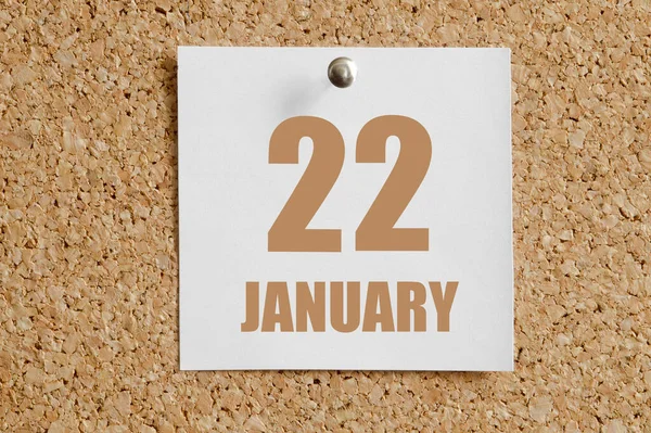 Ιανουαρίου 22Η Ημέρα Του Μήνα Ηµερολογία Λευκό Ηµερολογιακό Φύλλο Προσαρµοσµένο — Φωτογραφία Αρχείου