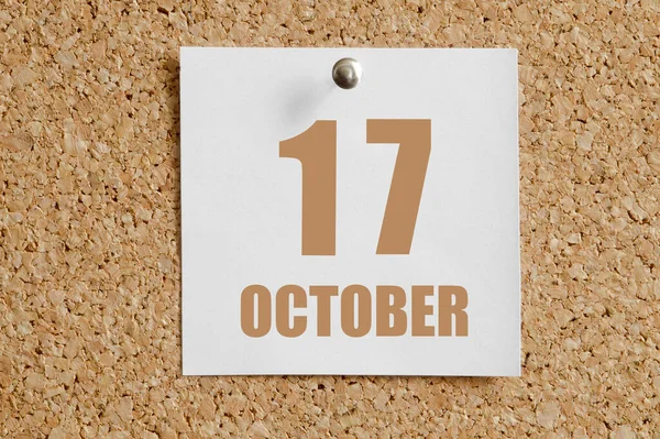 Října Den Měsíci Kalendářní Datum Bílý Kalendářní List Připojený Hnědé — Stock fotografie