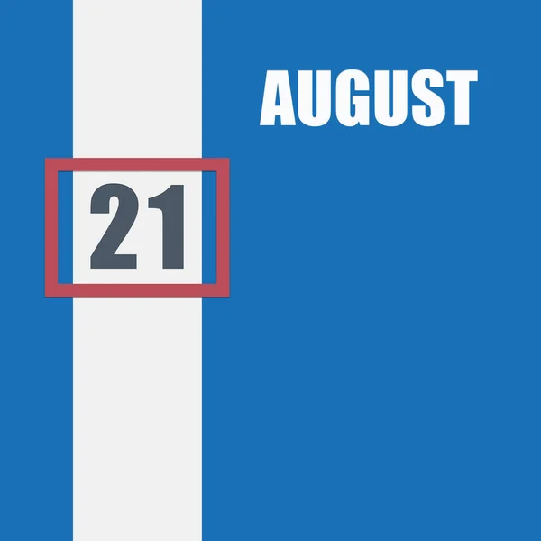 Αυγούστου 21Η Ημέρα Του Μήνα Ημερολόγιο Μπλε Φόντο Λευκή Ρίγα — Φωτογραφία Αρχείου