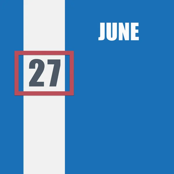 Juin 27Ème Jour Mois Date Calendrier Fond Bleu Avec Bande — Photo