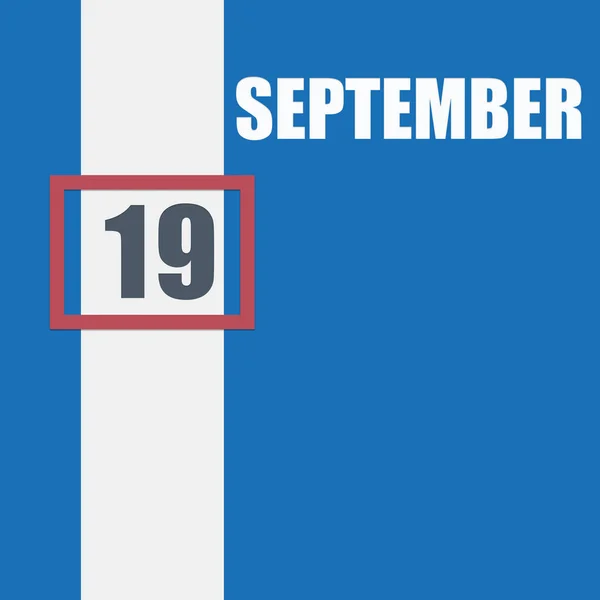 Septiembre 19º Día Del Mes Fecha Del Calendario Fondo Azul — Foto de Stock