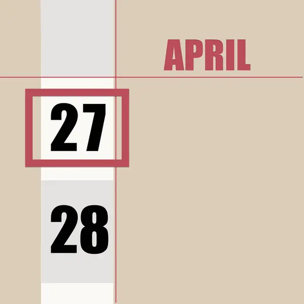 April 27Th Day Month Calendar Date Beige Background White Stripe — Zdjęcie stockowe