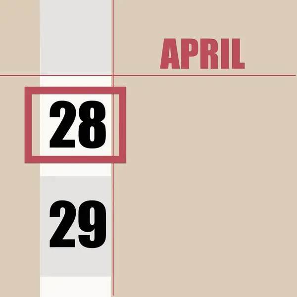 April 28Th Day Month Calendar Date Beige Background White Stripe — Zdjęcie stockowe