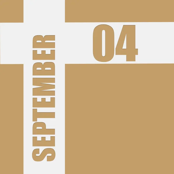 September 4Th Day Month Calendar Date Beige Background White Intersecting — Zdjęcie stockowe