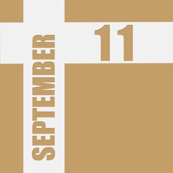 September 11Th Day Month Calendar Date Beige Background White Intersecting — Stok fotoğraf