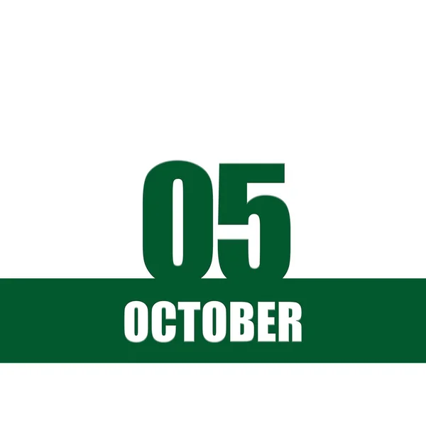 October 5Th Day Month Calendar Date Green Numbers Stripe White — Zdjęcie stockowe