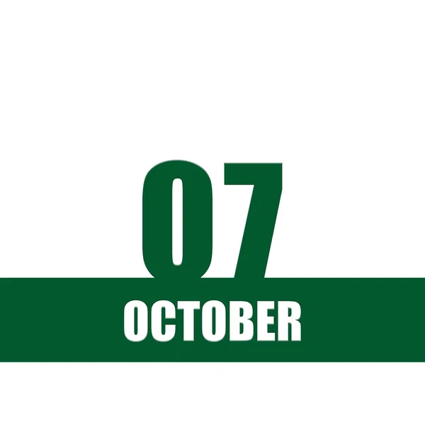 October 7Th Day Month Calendar Date Green Numbers Stripe White — Zdjęcie stockowe