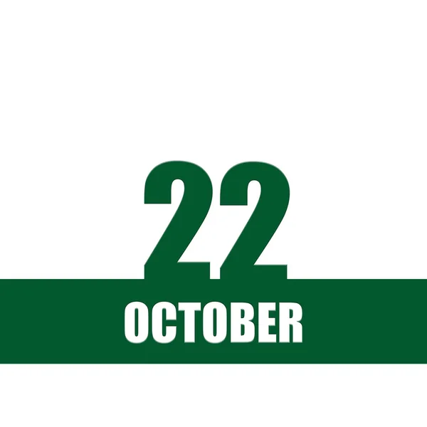 October 22Th Day Month Calendar Date Green Numbers Stripe White — Stock Photo, Image