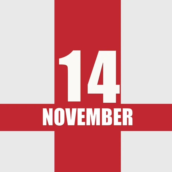 November 14Th Day Month Calendar Date White Numbers Text Red — Stok fotoğraf