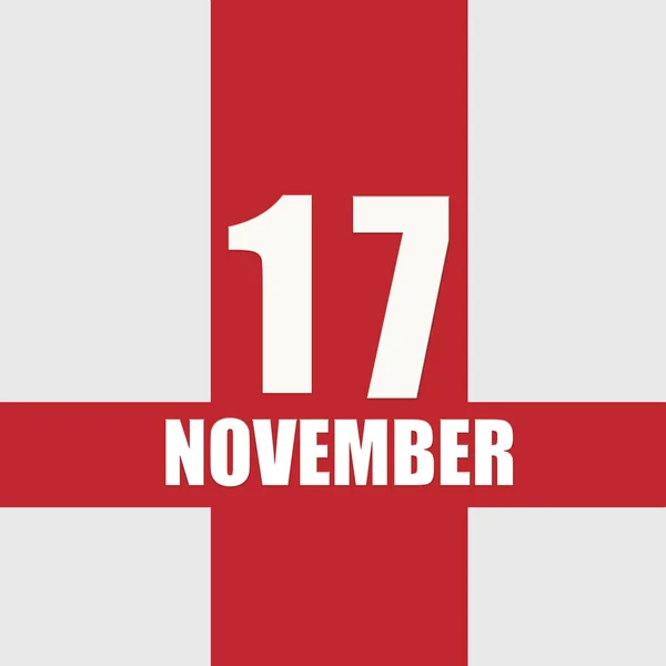 November 17Th Day Month Calendar Date White Numbers Text Red — Stockfoto