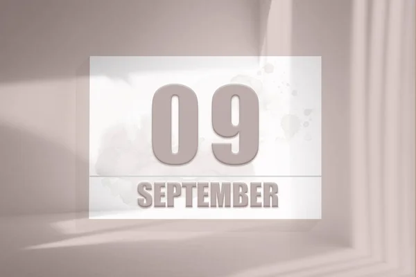 Setembro 09O Dia Mês Data Calendário Folha Branca Com Números — Fotografia de Stock