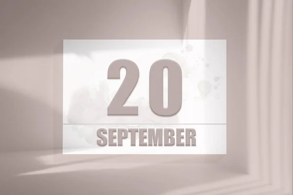 Setembro 20O Dia Mês Data Calendário Folha Branca Papel Com — Fotografia de Stock