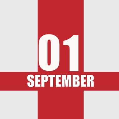 1 Eylül. Ayın 11. günü, takvim tarihi. Beyaz sayılar ve kırmızı kesişen çizgiler. Yılın günü kavramı, zaman çizelgesi, sonbahar ayı