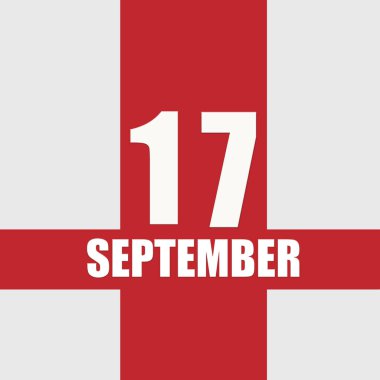 17 Eylül. Ayın 17. günü, takvim tarihi. Beyaz sayılar ve kırmızı kesişen çizgiler. Yılın günü kavramı, zaman çizelgesi, sonbahar ayı