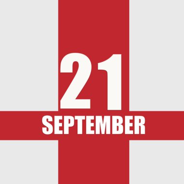 21 Eylül. Ayın 21. günü, takvim tarihi. Beyaz sayılar ve kırmızı kesişen çizgiler. Yılın günü kavramı, zaman çizelgesi, sonbahar ayı