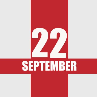 22 Eylül. Ayın 22. günü, takvim tarihi. Beyaz sayılar ve kırmızı kesişen çizgiler. Yılın günü kavramı, zaman çizelgesi, sonbahar ayı