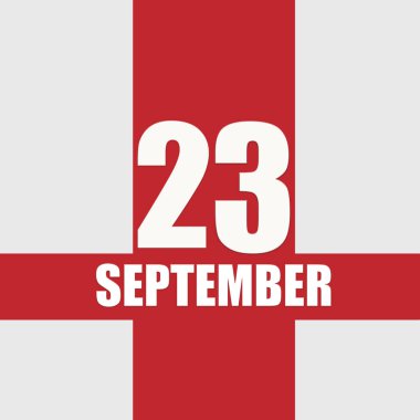 23 Eylül. Ayın 23. günü, takvim tarihi. Beyaz sayılar ve kırmızı kesişen çizgiler. Yılın günü kavramı, zaman çizelgesi, sonbahar ayı