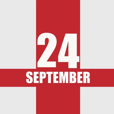 24 Eylül. Ayın 24 'ü, takvim tarihi. Beyaz sayılar ve kırmızı kesişen çizgiler. Yılın günü kavramı, zaman çizelgesi, sonbahar ayı