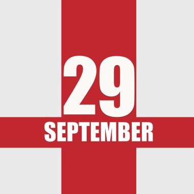29 Eylül. Ayın 29. günü, takvim tarihi. Beyaz sayılar ve kırmızı kesişen çizgiler. Yılın günü kavramı, zaman çizelgesi, sonbahar ayı