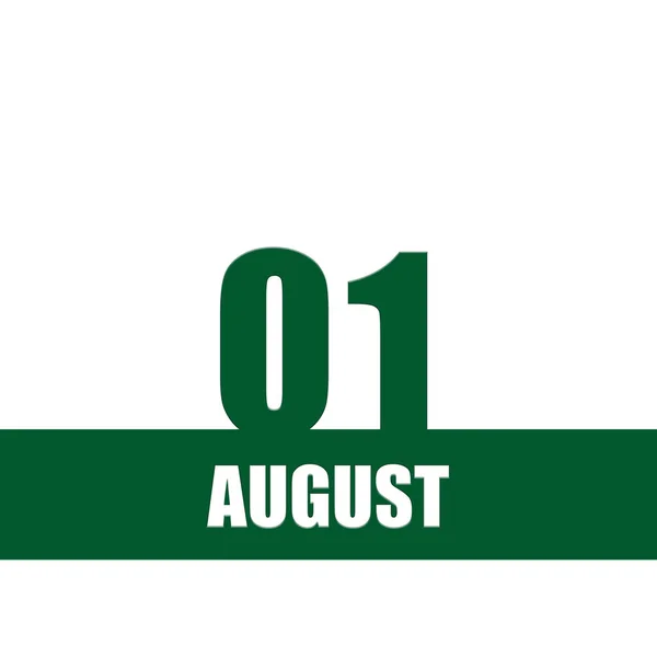 August 1Th Day Month Calendar Date Green Numbers Stripe White — Stock Photo, Image