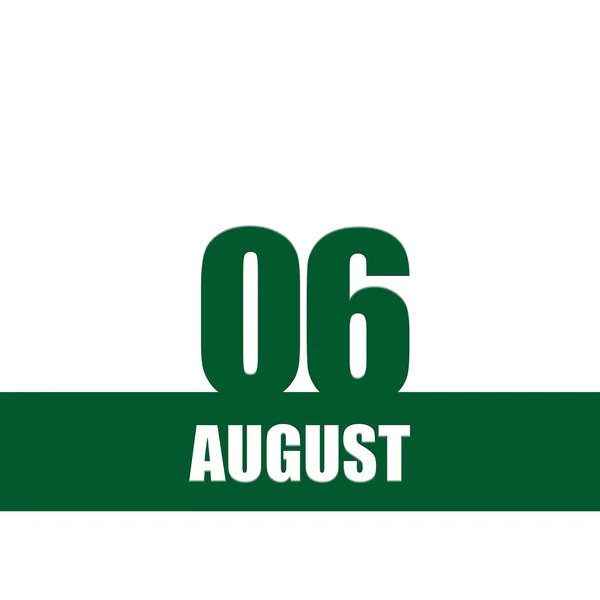 August 6Th Day Month Calendar Date Green Numbers Stripe White — Stock Photo, Image