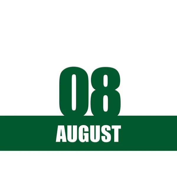August 8Th Day Month Calendar Date Green Numbers Stripe White — Stock Photo, Image