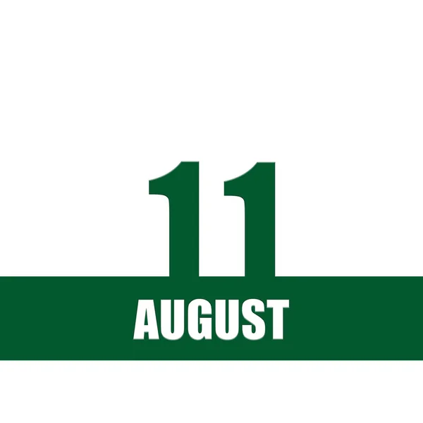 Augustus 11E Dag Van Maand Kalenderdatum Groene Nummers Streep Met — Stockfoto