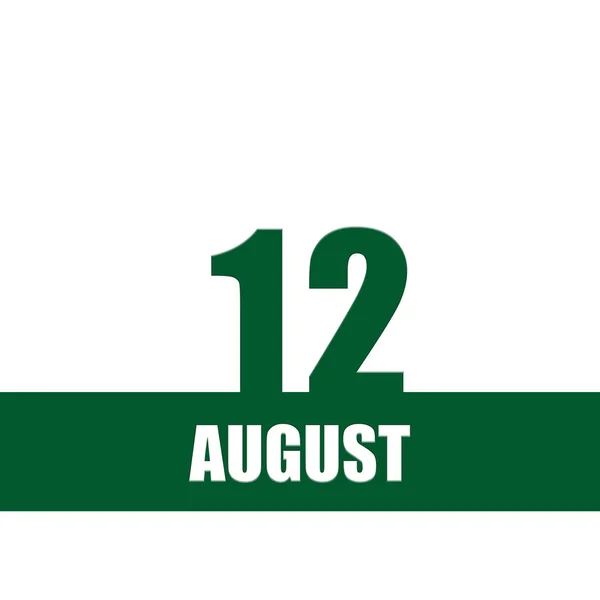Αυγούστου 12Η Ημέρα Του Μήνα Ημερολόγιο Πράσινοι Αριθμοί Και Ρίγα — Φωτογραφία Αρχείου
