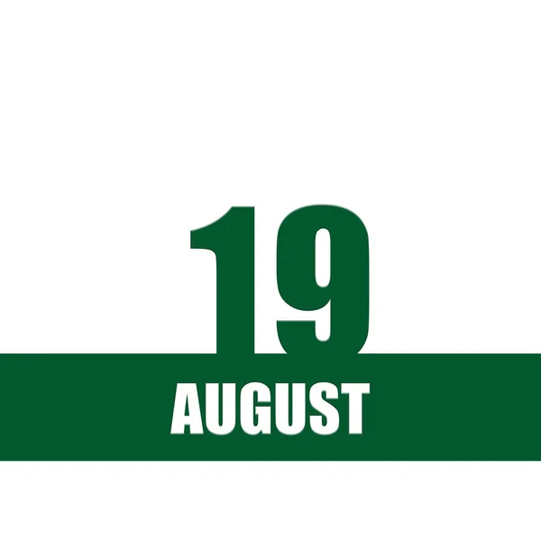 August 19Th Day Month Calendar Date Green Numbers Stripe White — Stock Photo, Image