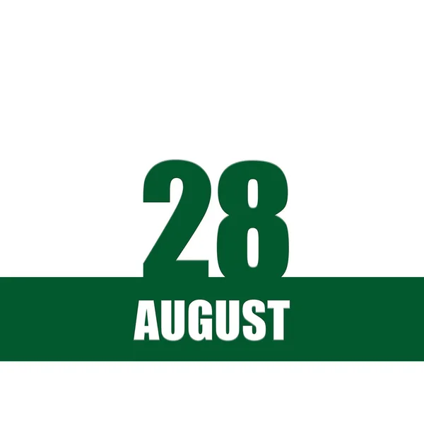 August 28Th Day Month Calendar Date Green Numbers Stripe White — Stock Photo, Image