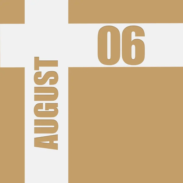 Augustus Dag Van Maand Kalenderdatum Beige Achtergrond Met Witte Kruisende — Stockfoto
