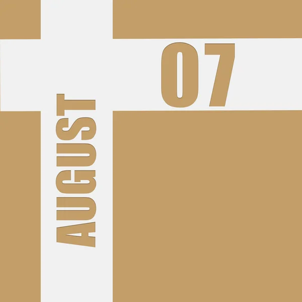 Sierpnia Dzień Miesiąca Data Kalendarzowa Beżowe Tło Białymi Przecinającymi Się — Zdjęcie stockowe