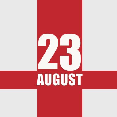 23 Ağustosta. Ayın 23. günü, takvim tarihi. Beyaz sayılar ve kırmızı kesişen çizgiler. Yılın günü kavramı, zaman çizelgesi, yaz ayı..