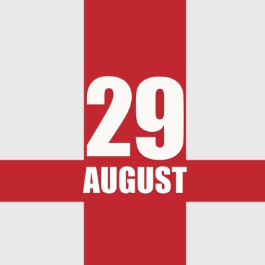 29 Ağustosta. Ayın 29. günü, takvim tarihi. Beyaz sayılar ve kırmızı kesişen çizgiler. Yılın günü kavramı, zaman çizelgesi, yaz ayı..