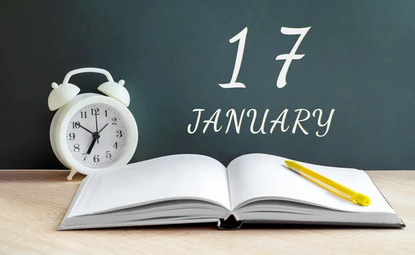 Enero Día Del Mes Fecha Del Calendario Reloj Despertador Blanco — Foto de Stock