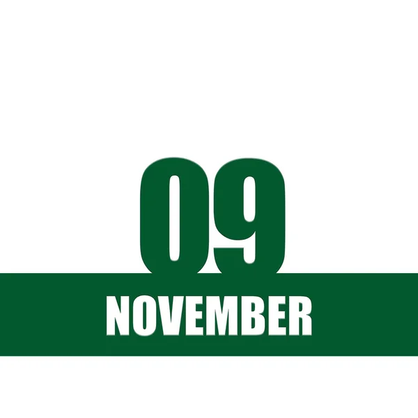 November 9Th Day Month Calendar Date Green Numbers Stripe White — Stock Photo, Image