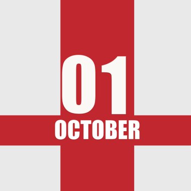 1 Ekim. Ayın 11. günü, takvim tarihi. Beyaz sayılar ve kırmızı kesişen çizgiler. Yılın günü kavramı, zaman çizelgesi, sonbahar ayı