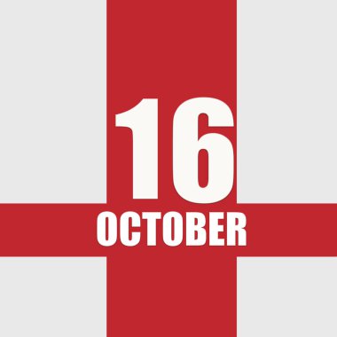 16 Ekim. Ayın 16. günü, takvim tarihi. Beyaz sayılar ve kırmızı kesişen çizgiler. Yılın günü kavramı, zaman çizelgesi, sonbahar ayı