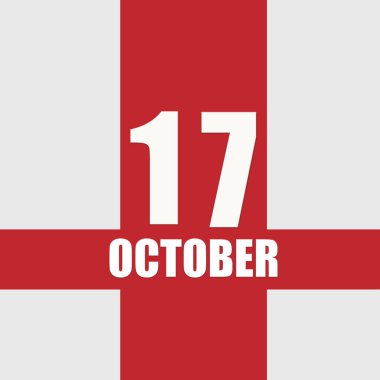 17 Ekim. Ayın 17. günü, takvim tarihi. Beyaz sayılar ve kırmızı kesişen çizgiler. Yılın günü kavramı, zaman çizelgesi, sonbahar ayı