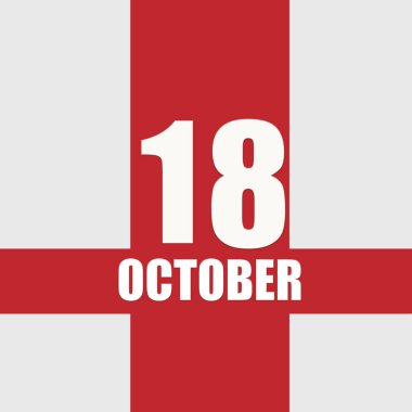 18 Ekim. Ayın 18. günü, takvim tarihi. Beyaz sayılar ve kırmızı kesişen çizgiler. Yılın günü kavramı, zaman çizelgesi, sonbahar ayı