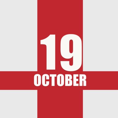 19 Ekim. Ayın 19. günü, takvim tarihi. Beyaz sayılar ve kırmızı kesişen çizgiler. Yılın günü kavramı, zaman çizelgesi, sonbahar ayı