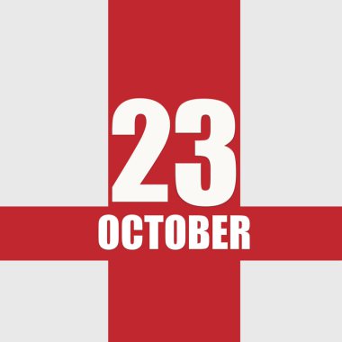 23 Ekim. Ayın 23. günü, takvim tarihi. Beyaz sayılar ve kırmızı kesişen çizgiler. Yılın günü kavramı, zaman çizelgesi, sonbahar ayı