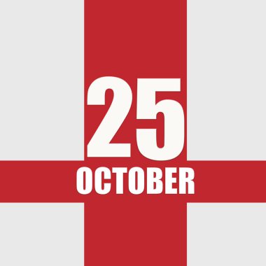 25 Ekim. Ayın 25. günü, takvim tarihi. Beyaz sayılar ve kırmızı kesişen çizgiler. Yılın günü kavramı, zaman çizelgesi, sonbahar ayı